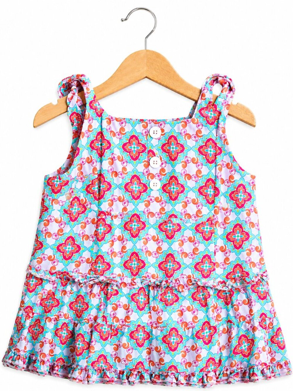 Icky Baby Girls Tank Top Size 12 Months Mint Orange Pink Swing Ruffle Silk Blend